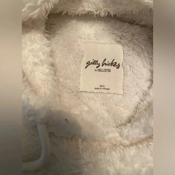 Gully Hicks by Hollister Women’s‎ White Fleece Hoodie w/Kangaroo Pockets EUC M/L - Picture 12 of 12